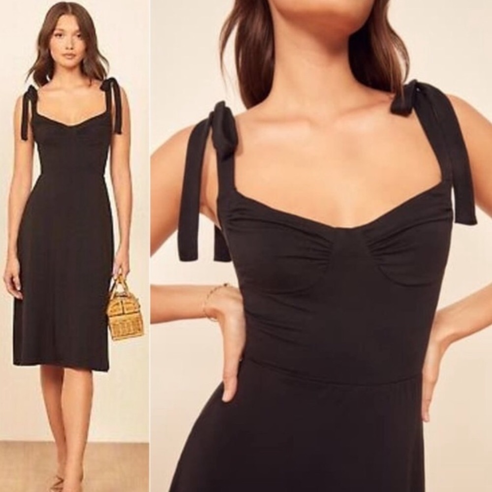 Reformation Wells Tie Shoulder Cocktail Dress S